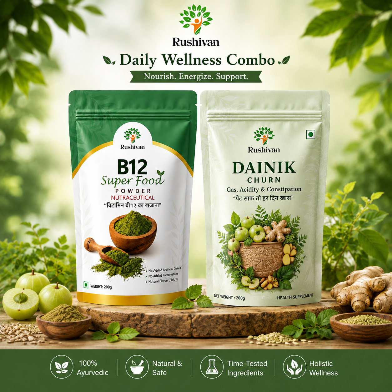 Rushivan B12 Super Food + Dainik Churn Combo- Wellness Combo 🌿